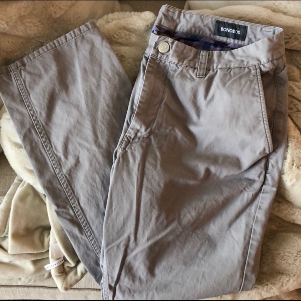 Bonobos Gray Chinos 34/30 Lined Pockets Slim Fit